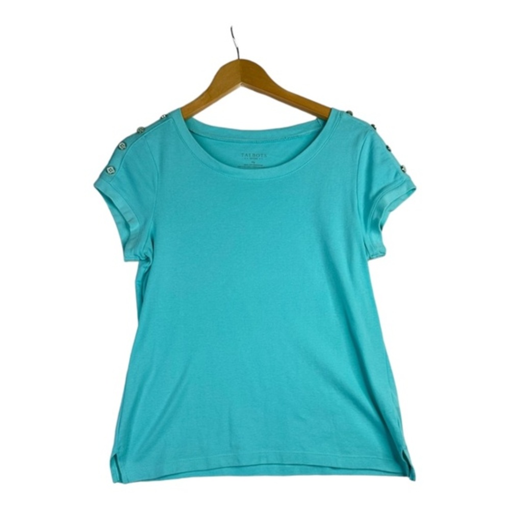 Talbots Women's Weekend Stretch Tee Shirt Short Sleeve Pullover‎ Blue Size MP